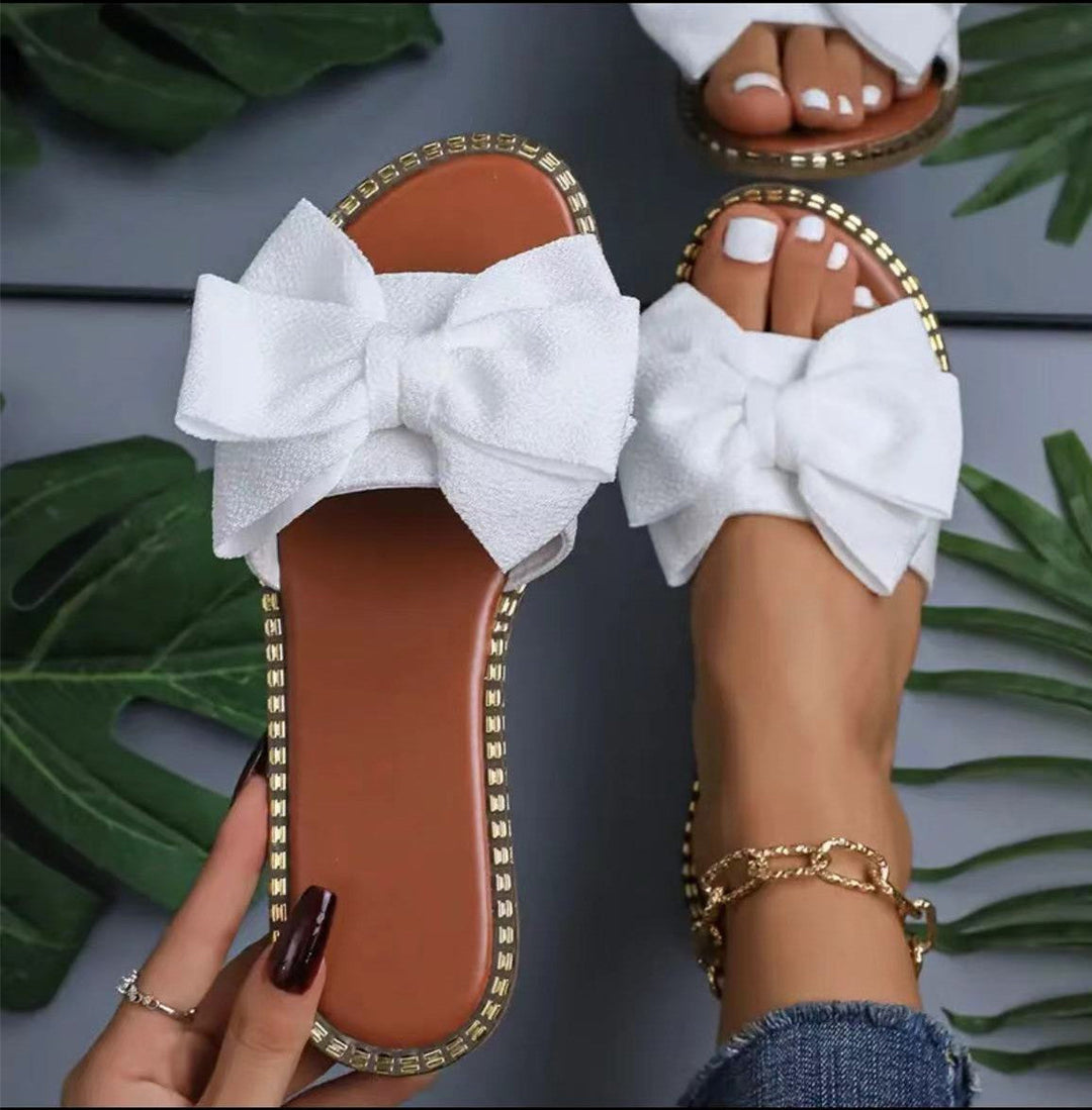 Damen Sommer-Slipper mit dekorativen Schleifenapplikationen und ergonomischer Fußbettung Drune