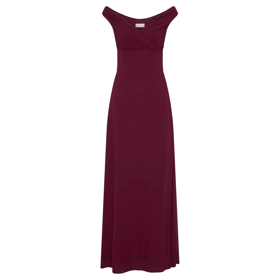 Damen Elegantes Off-Shoulder Maxikleid mit fließendem Schnitt Drune
