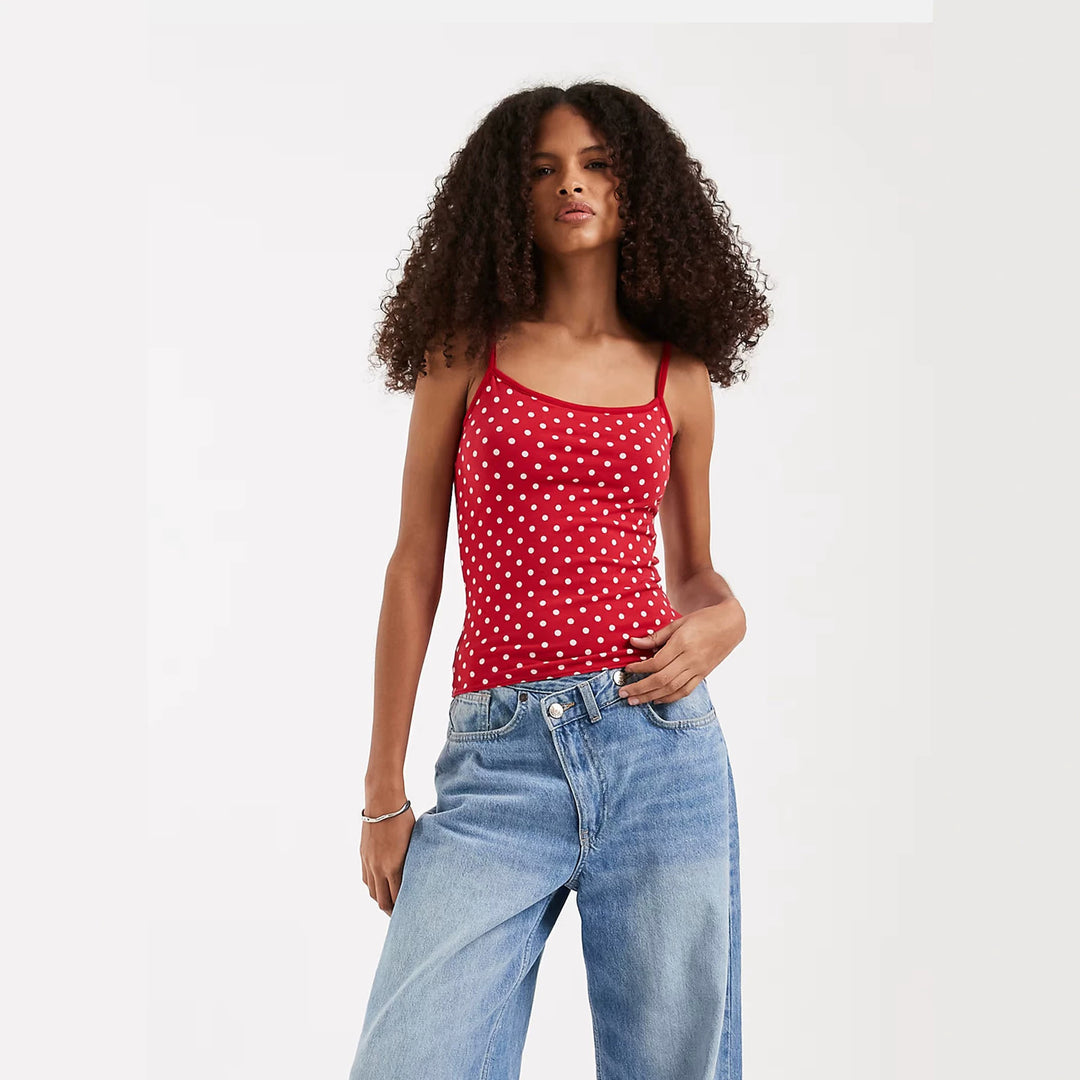 Damen Spaghettiträgertop mit Polka-Dots Drune