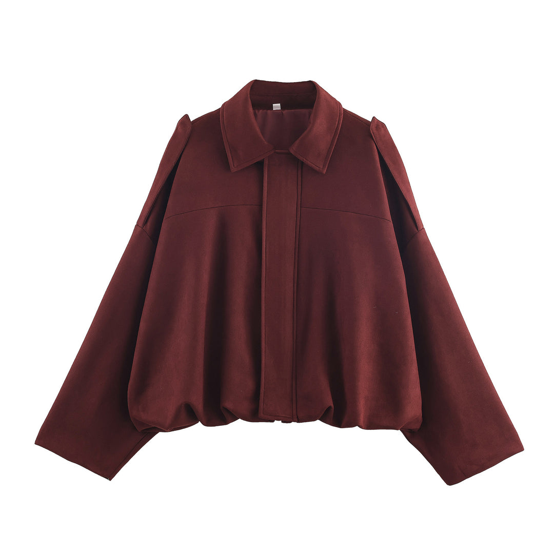 Damen lässige cropped Blousonjacke mit modernem Stehkragen und eleganten Schulterdetails Drune