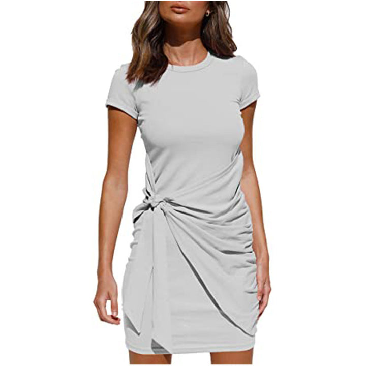 Damen Rüschens Mini Kleid mit seitlichem Bindeband Drune