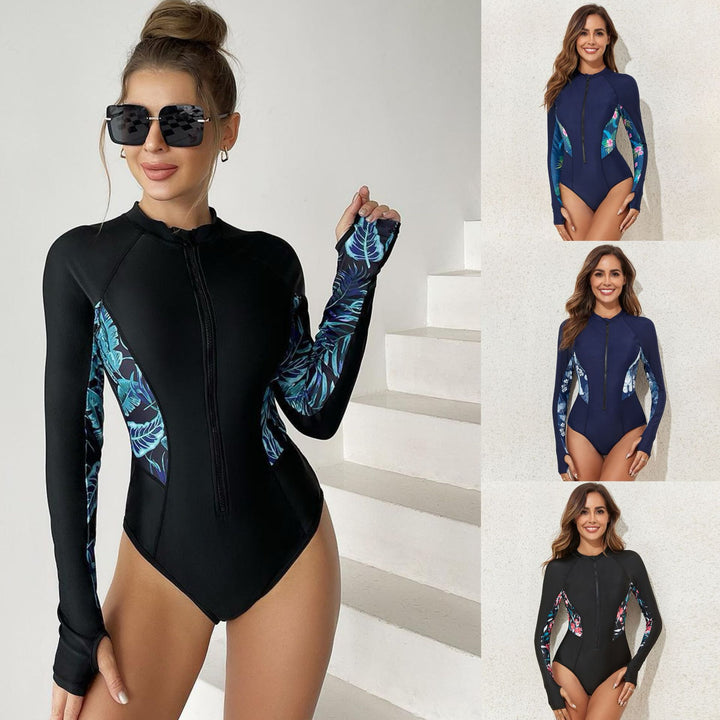 Damen Langarm-Schwimmanzug mit floralem Design Drune 1781081990