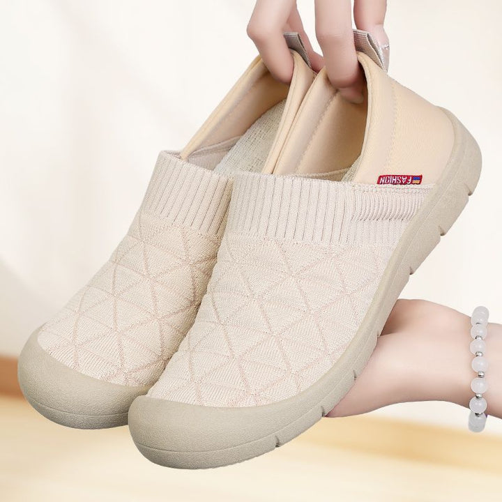 Damen nan atmungsaktiver gestrickter Slip-On Komfort-Halbschuh mit elastischem Schaft und stoßdämpfender EVA-Sohle Drune