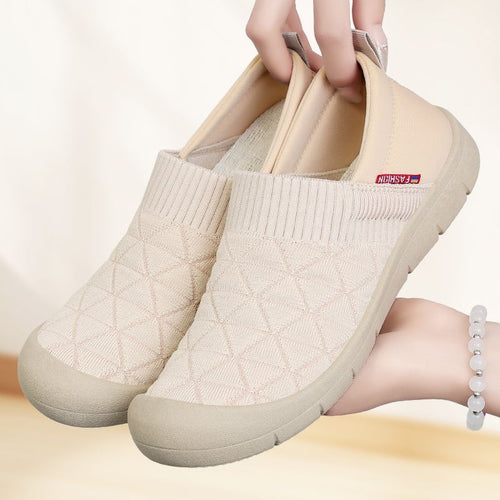 Damen nan atmungsaktiver gestrickter Slip-On Komfort-Halbschuh mit elastischem Schaft und stoßdämpfender EVA-Sohle Drune