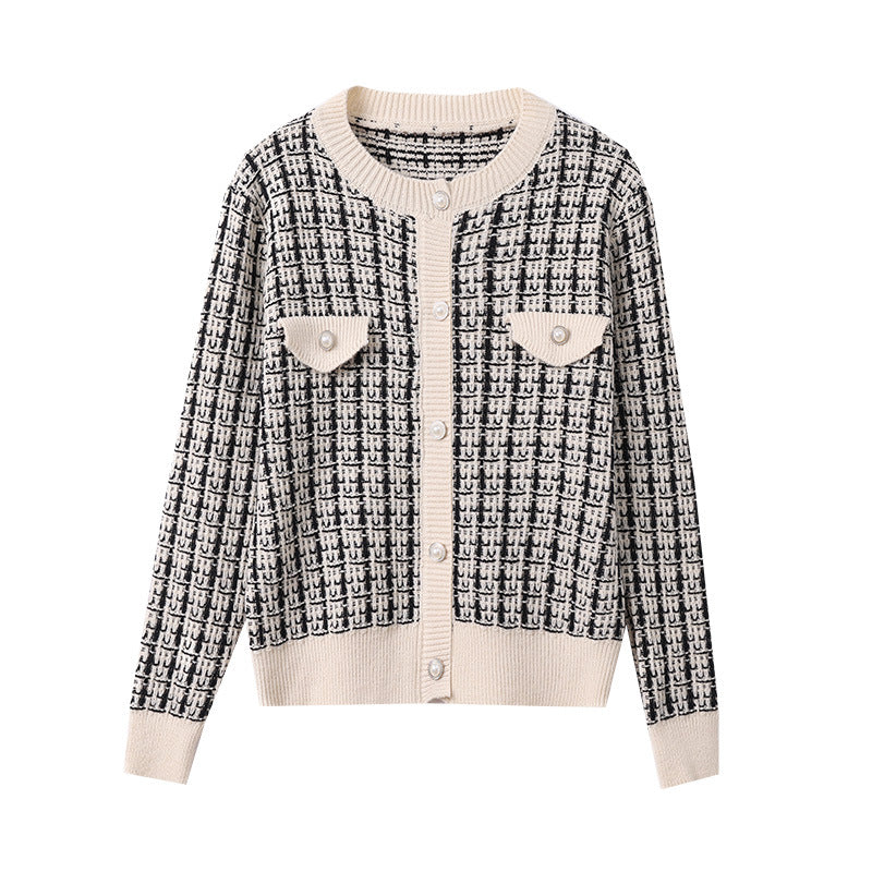 Damen Strickjacke mit strukturiertem Design und Perlknöpfen Drune