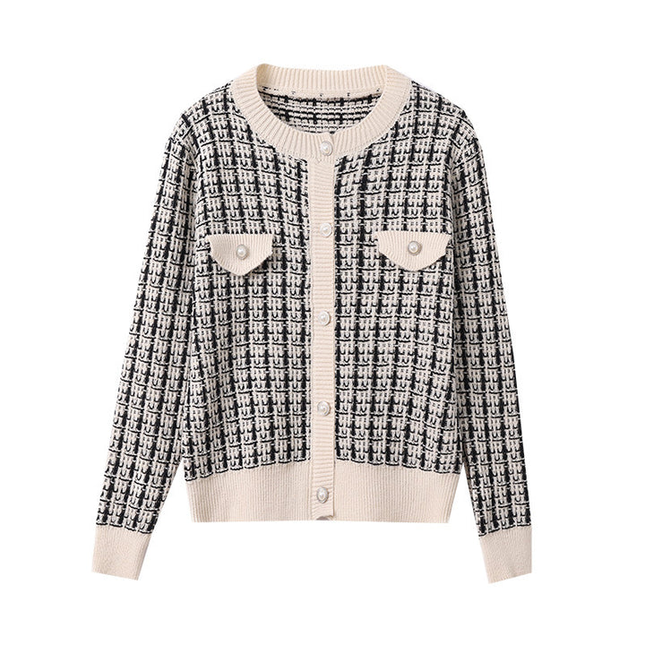 Damen Strickjacke mit strukturiertem Design und Perlknöpfen Drune
