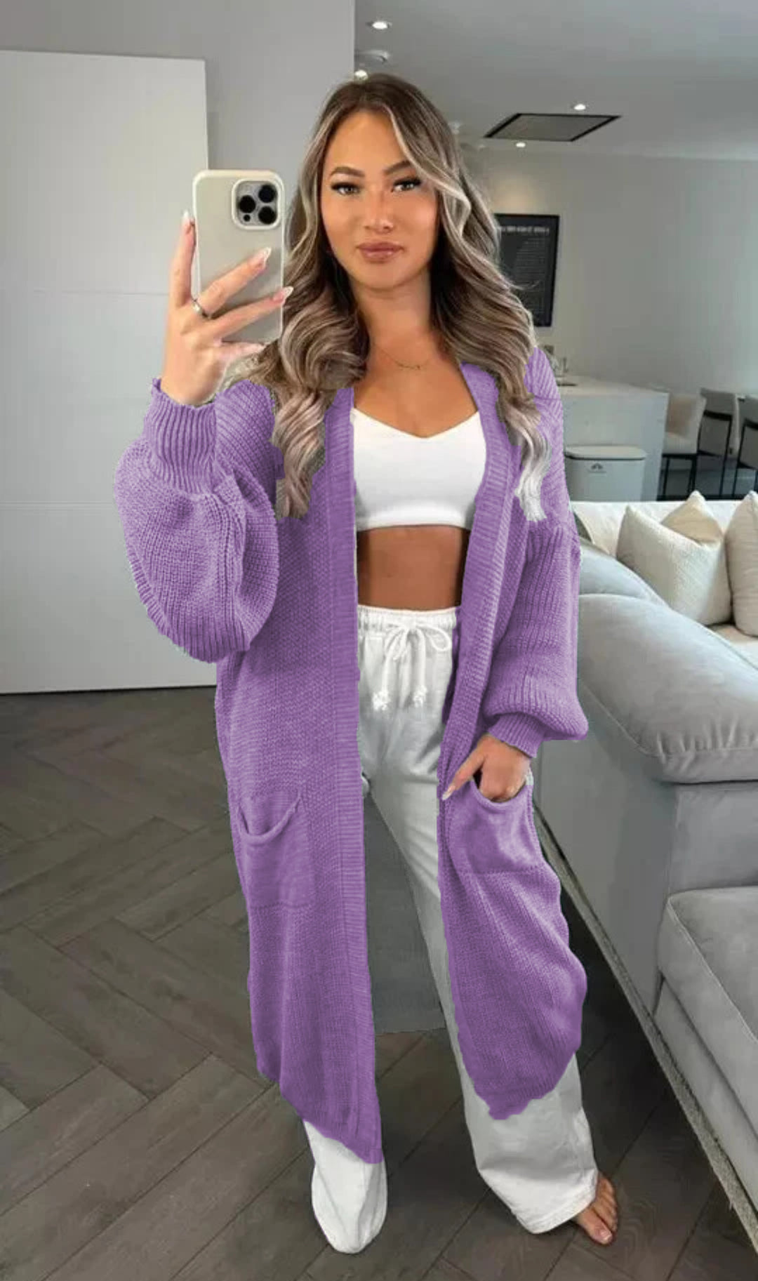 Damen Grobstrickcardigan im lässigen Oversized-Stil mit praktischen Taschen Drune