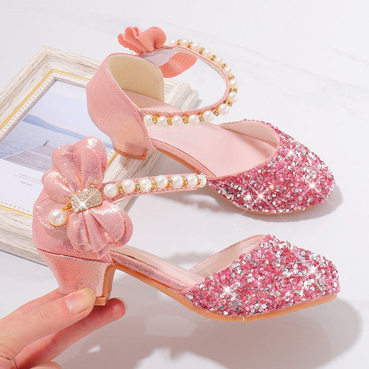 Damen Elegante und funkelnde Mittelabsatzschuhe mit Perlen- und Schleifendetails Drune