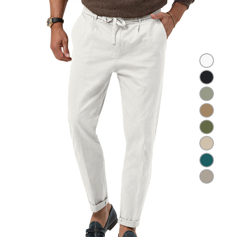 Herren nan tapered Komfort-Chino mit elastischem Kordelzug und gekrempeltem Saum Drune