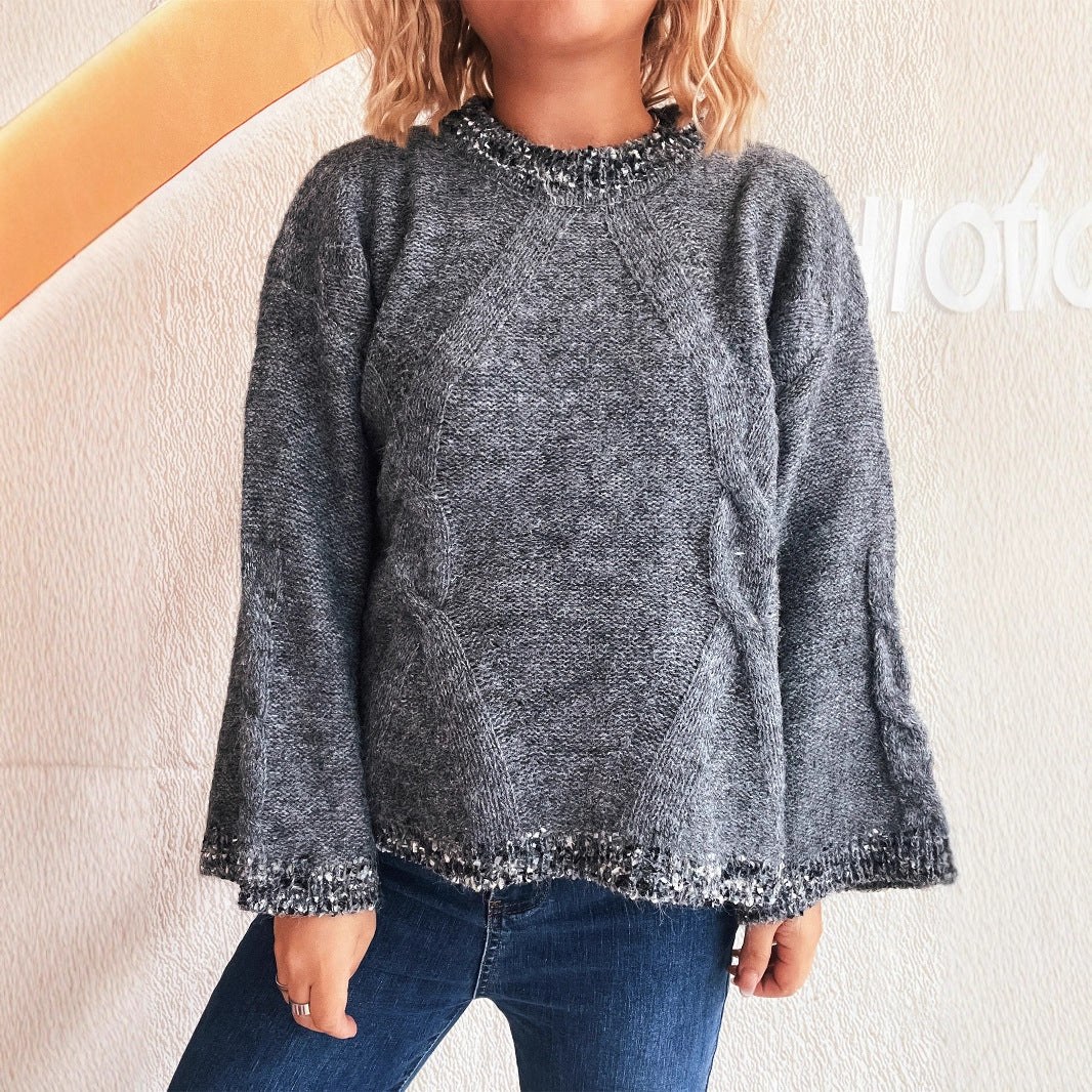 Damen Grobstrickpullover mit strukturiertem Zopfdesign und weitem Schnitt Drune