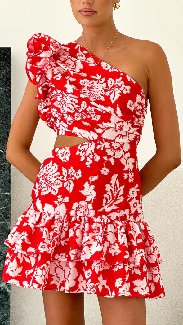 Damen Wickelkleid mit asymmetrischem Design und voluminösen Rüschen Drune