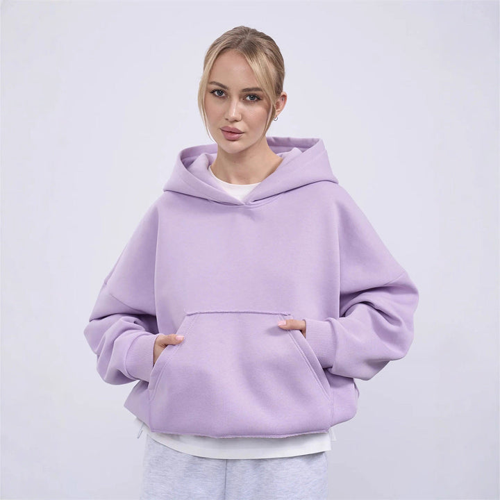 Damen lässiger Oversize-Hoodie mit Kängurutasche und weichem Innenfutter Drune