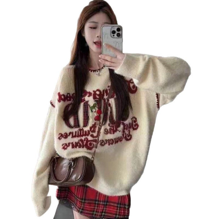 Damen Gemütlicher Pullover mit verspieltem Schriftzug und lässigem Schnitt Drune