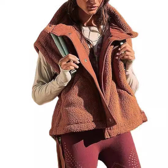 Damen kuschelige Weste aus Fleece mit praktischen Taschen und innovativem Design Drune