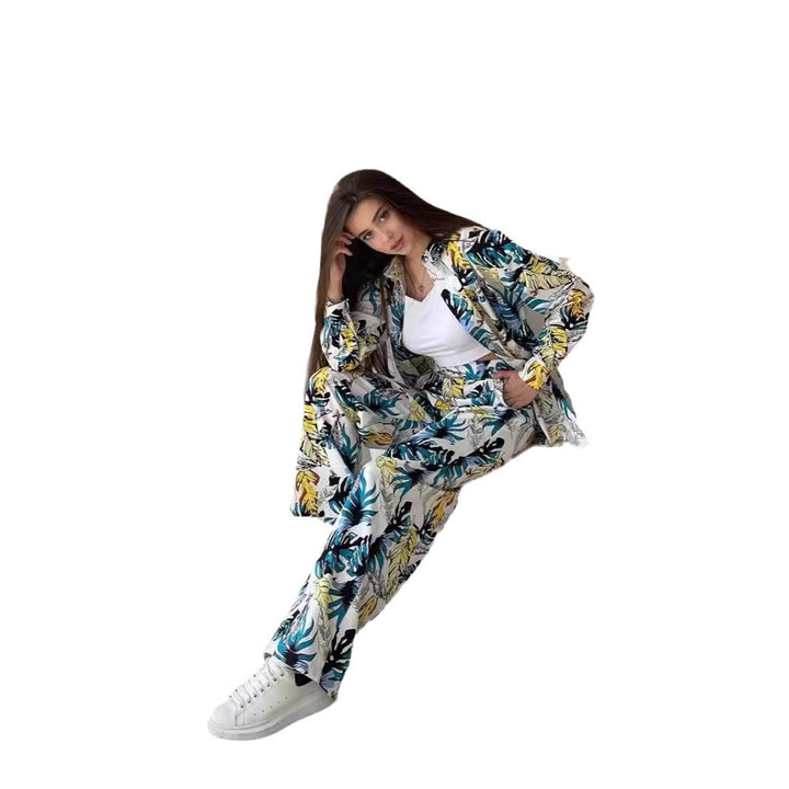 Damen lässiges Freizeit-Lounge-Set mit floralem Muster Drune