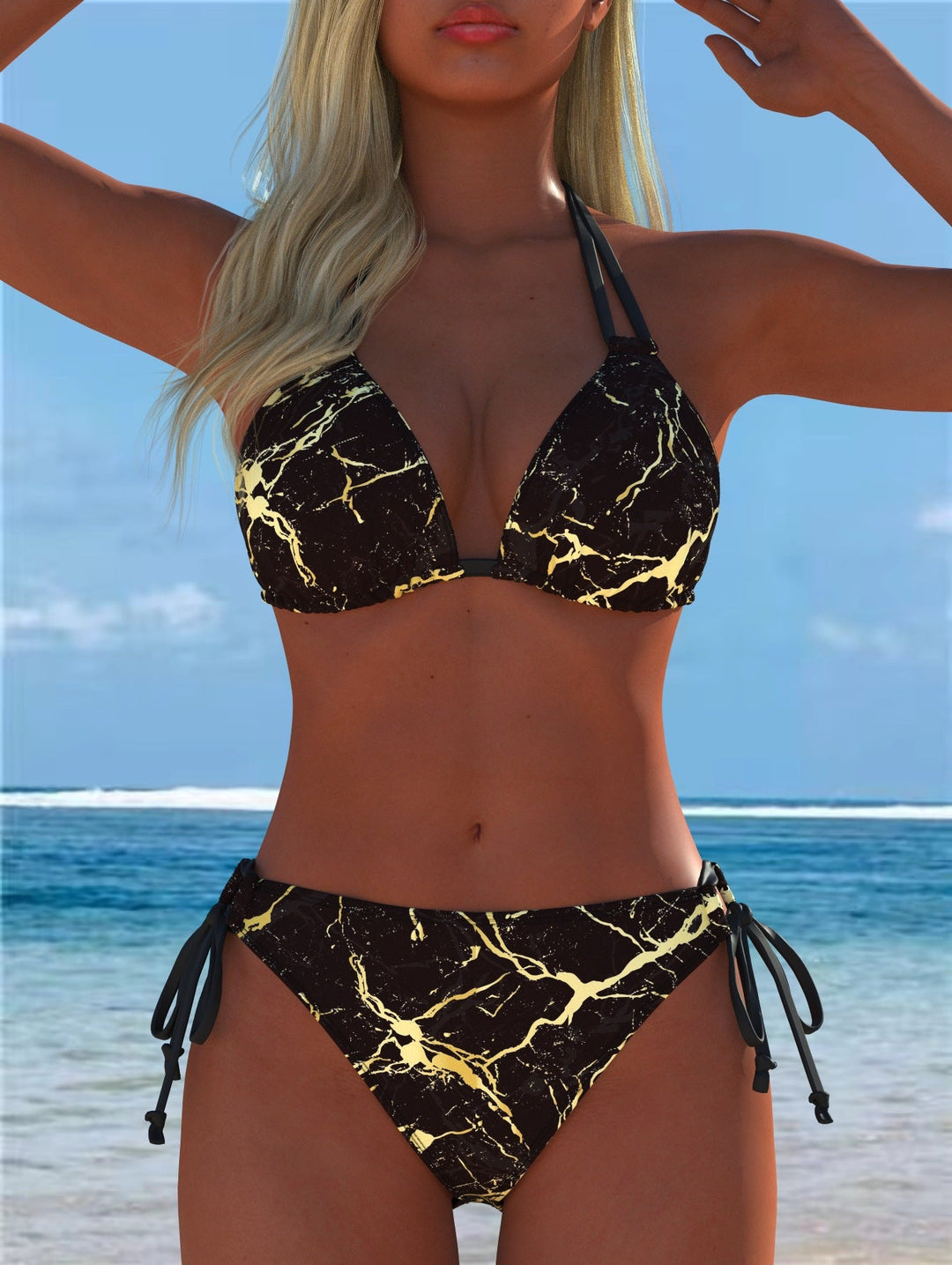 Damen Bikini-Set mit verspieltem Schnitt und trendigem Mustermix Drune