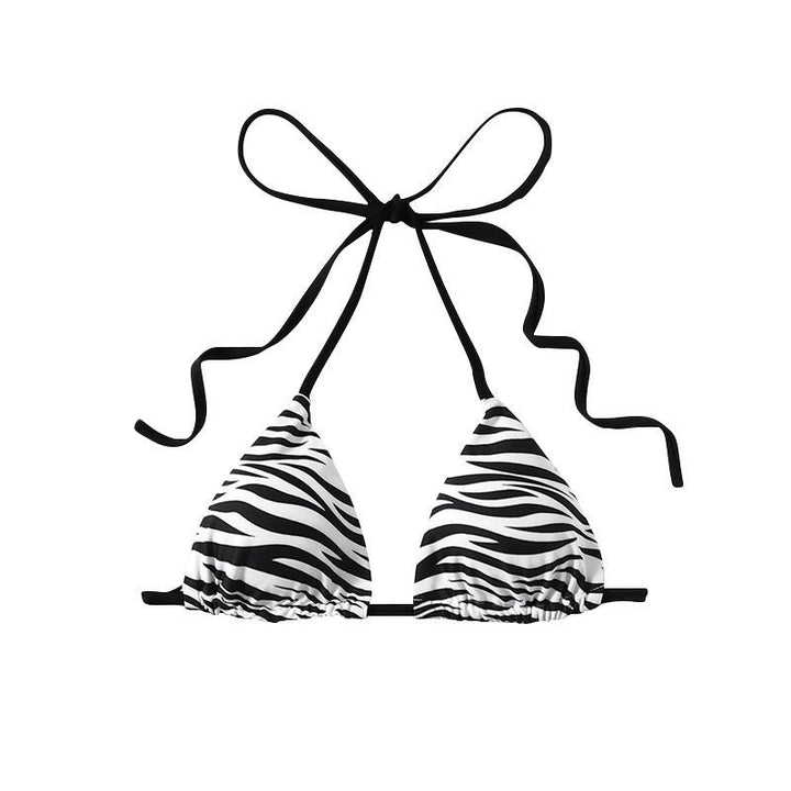 Damen Triangel-Bikini mit modischem Zebra-Muster und Binde-Detail Drune