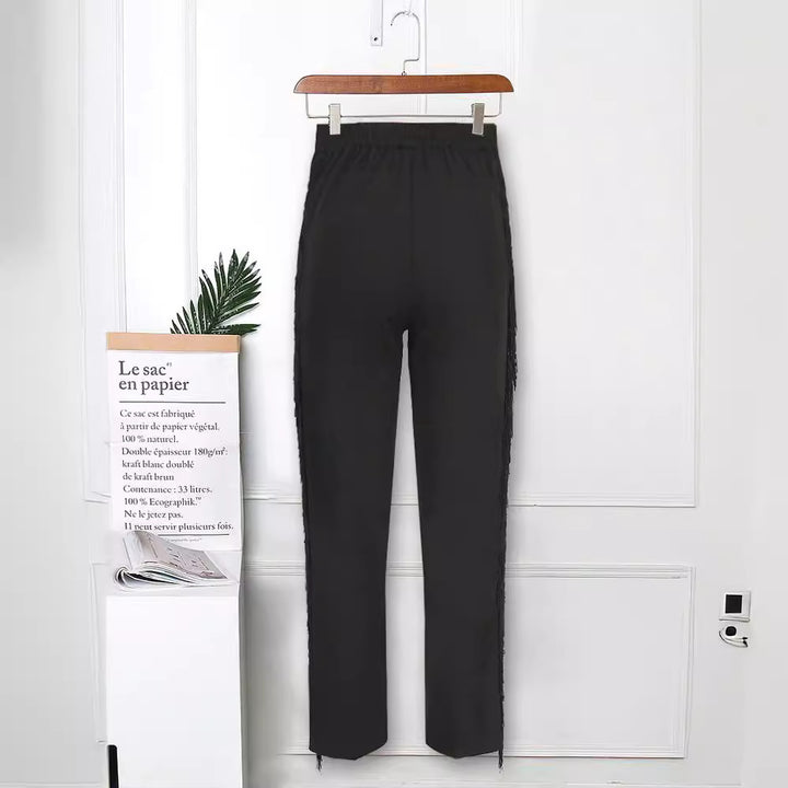 Damen elegante Hose mit fransigen Details Drune
