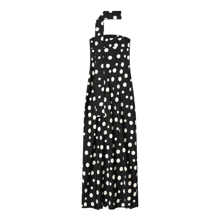 Damen Maxikleid mit asymmetrischem Träger und verspieltem Punktemuster Drune
