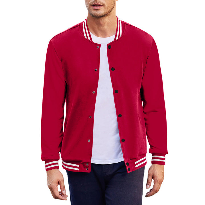 Herren nan College-Bomberjacke im Varsity-Stil mit Druckknopfleiste und gerippten Bündchen Drune