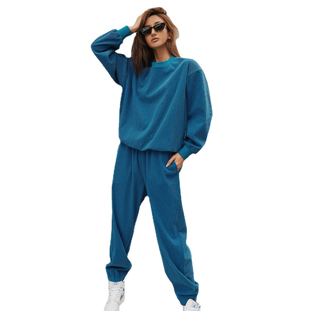 Damen nan strukturierter Cord-Trainingsanzug im Relaxed-Fit mit Bündchenhose Drune