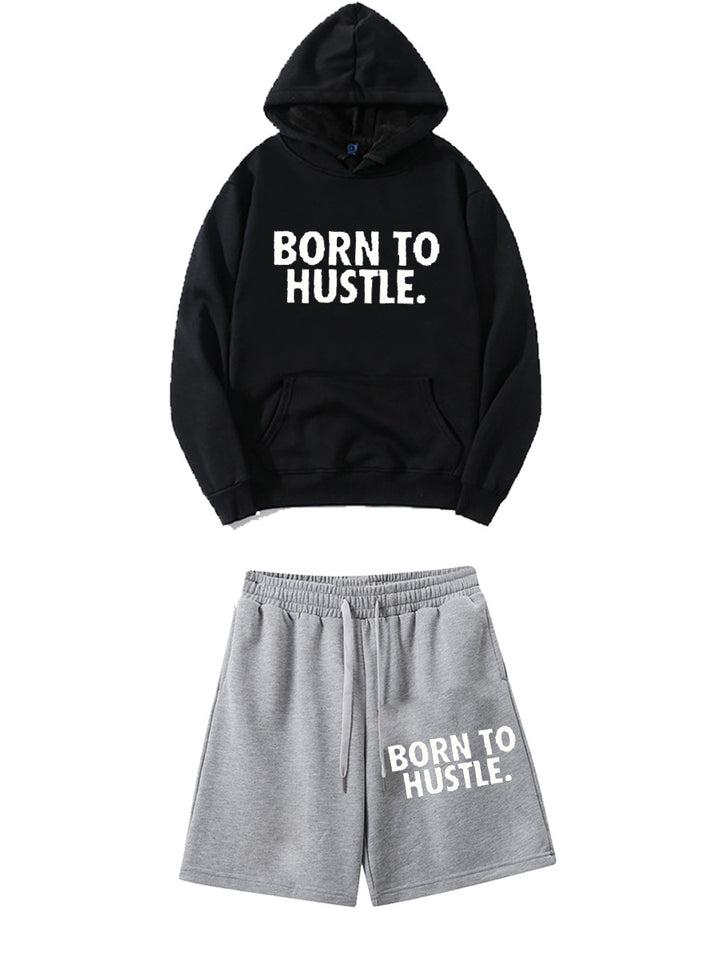Damen Sportliches Hoodie und Shorts Set mit motivierendem Schriftzug Drune