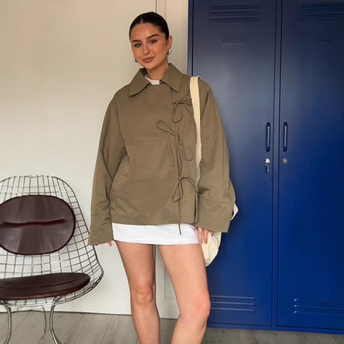 Damen lässige Windjacke mit verstellbarem Kordelzug Drune