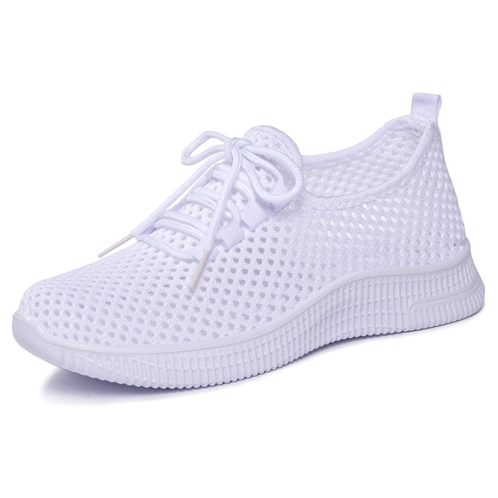 Damen nan atmungsaktiver Mesh-Slip-On Sneaker mit elastischer Schnürung und flexibler Profilsohle Drune