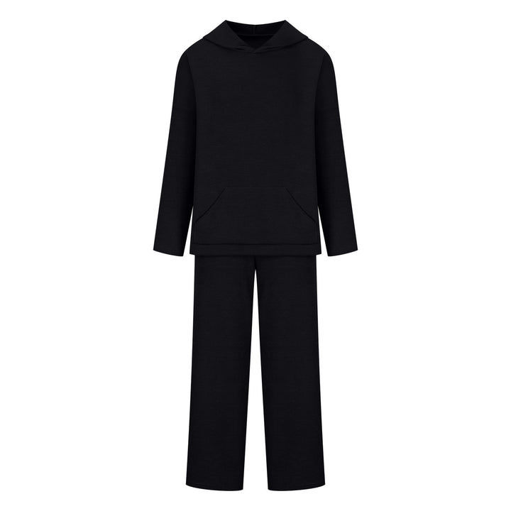 Damen Bequemes Langarm-Hoodie- und Palazzo-Hosen-Set Drune