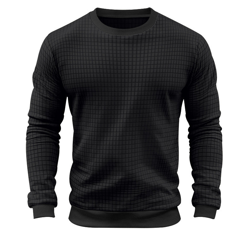 Herren nan strukturiertes Karo-Strick-Sweatshirt mit Rundhalsausschnitt und körperbetonter Athletik-Passform Drune