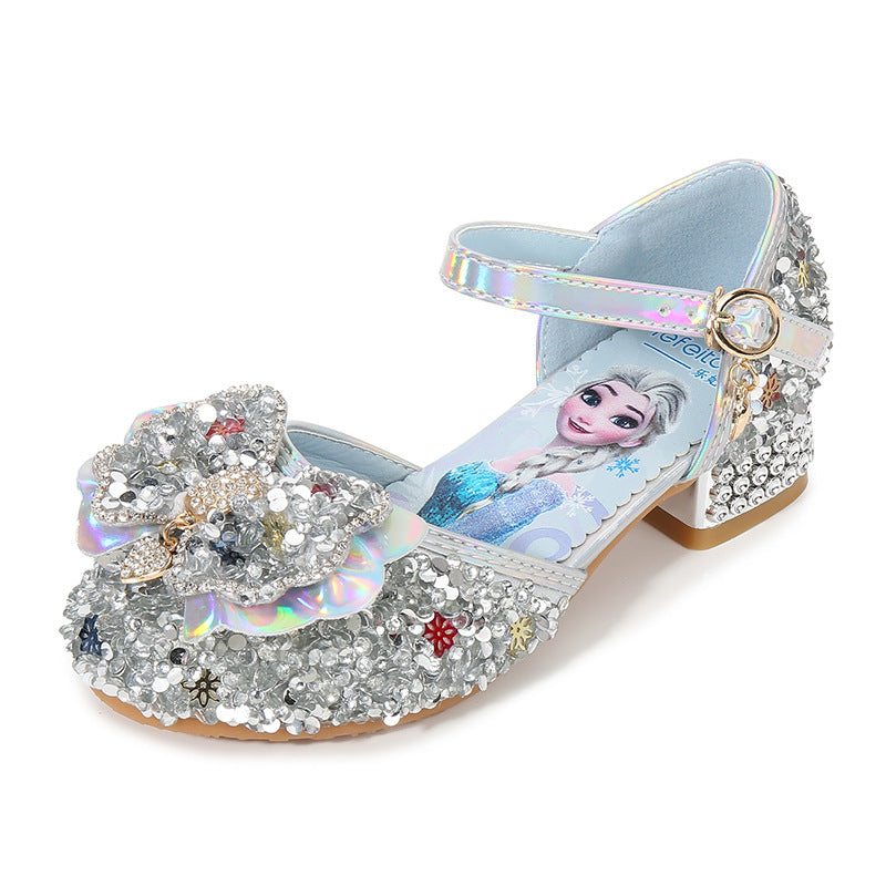 Mädchen Glitzernde Ballerinas mit Blumen- und Strassverzierung Drune