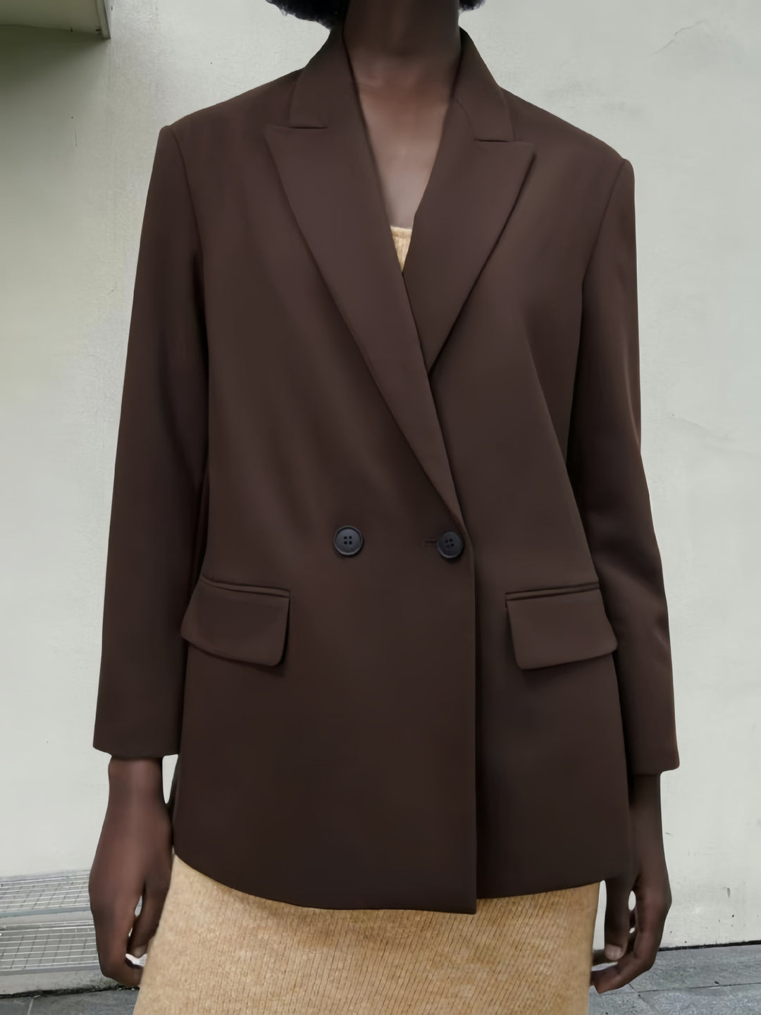Damen Eleganter Blazer mit doppelt geknöpften Lappen Drune