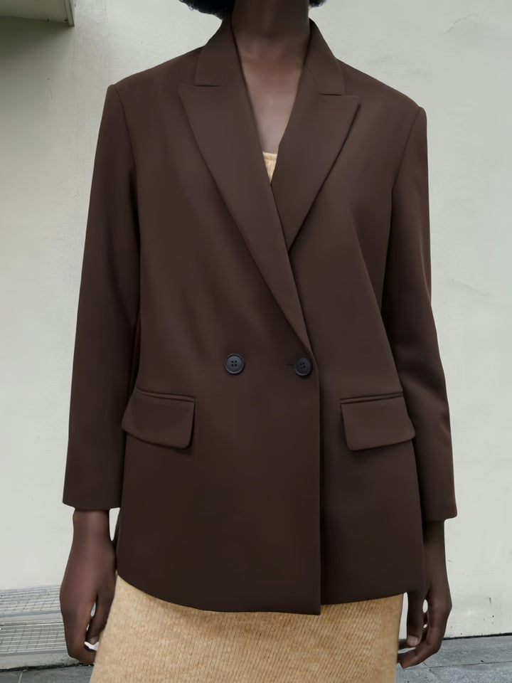 Damen Eleganter Blazer mit doppelt geknöpften Lappen Drune