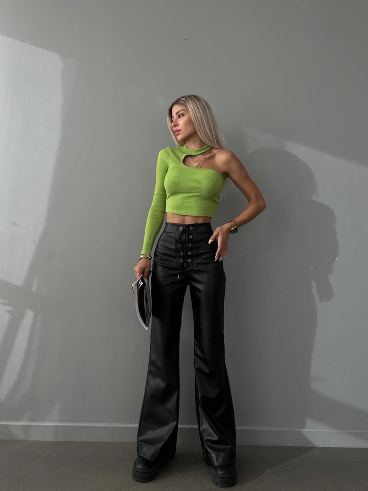Damen hohe Bundhose mit Schnürung Drune