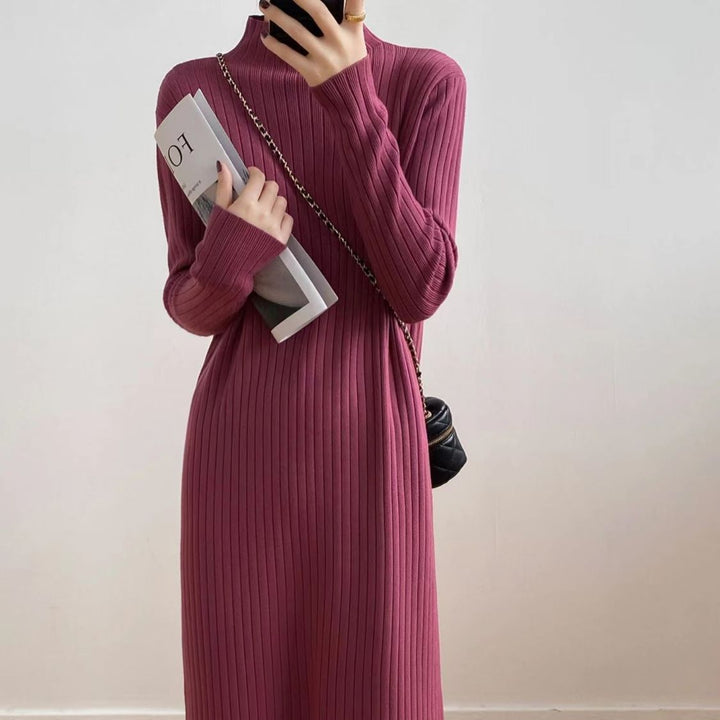 Damen Strickkleid mit hochgeschlossenem Kragen und angesagter Fransenverzierung Drune