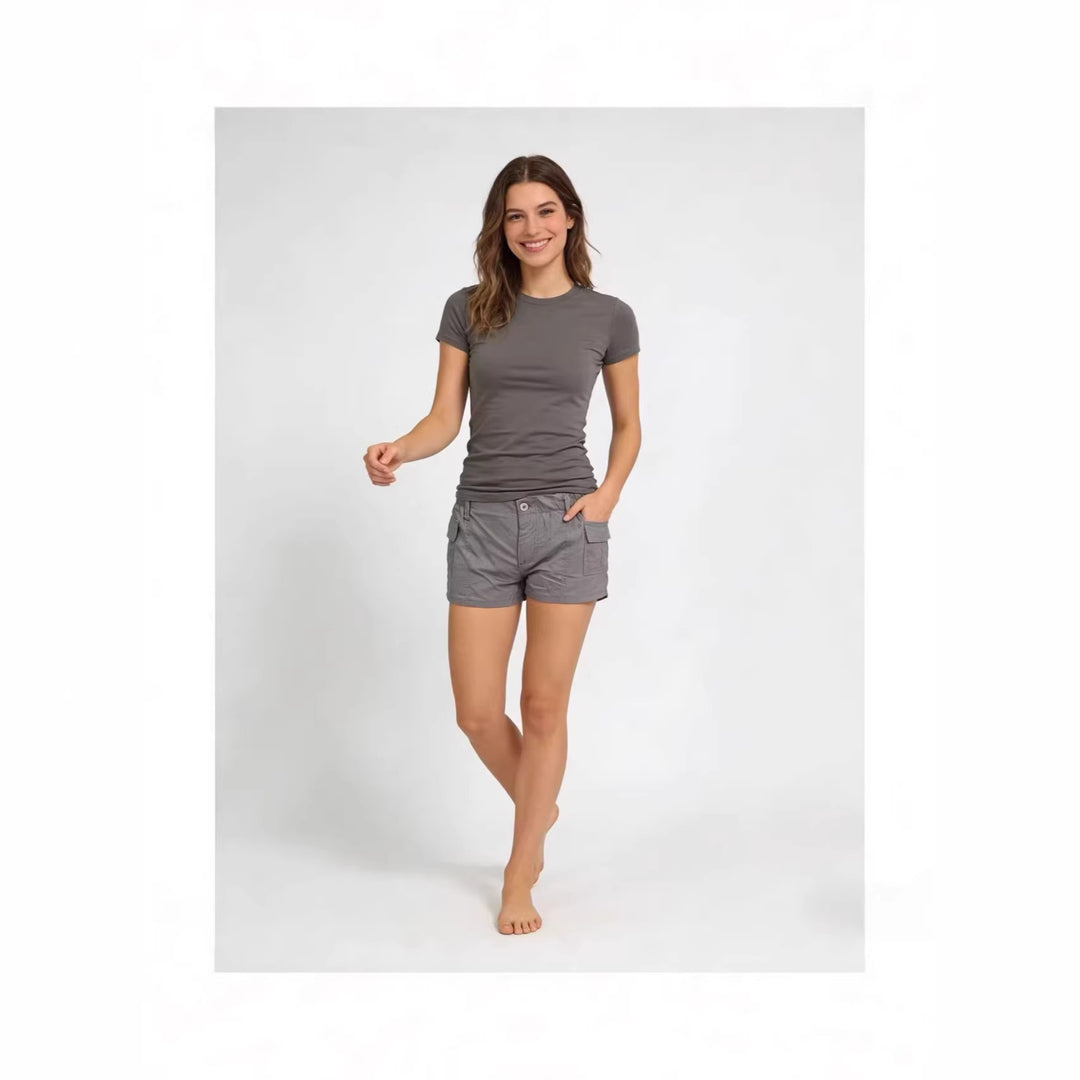 Damen Cargo-Shorts mit funktionalen Seitentaschen und elastischem Bund Drune