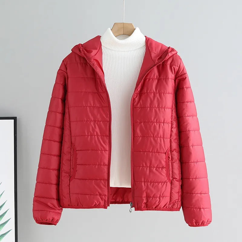 Damen gesteppte Übergangsjacke mit praktischen Taschen und Kapuze Drune