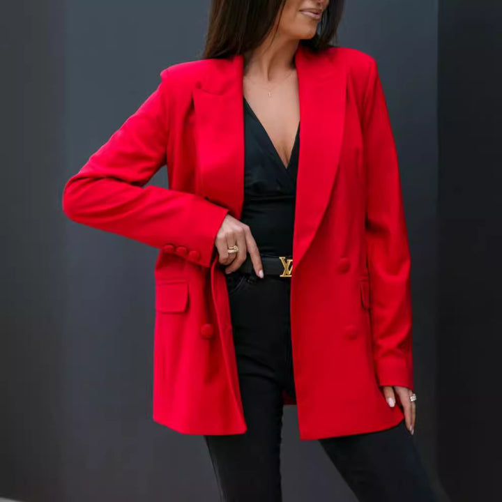 Damen Blazer mit modernem doppeltem Knopfverschluss und legerem Schnitt Drune