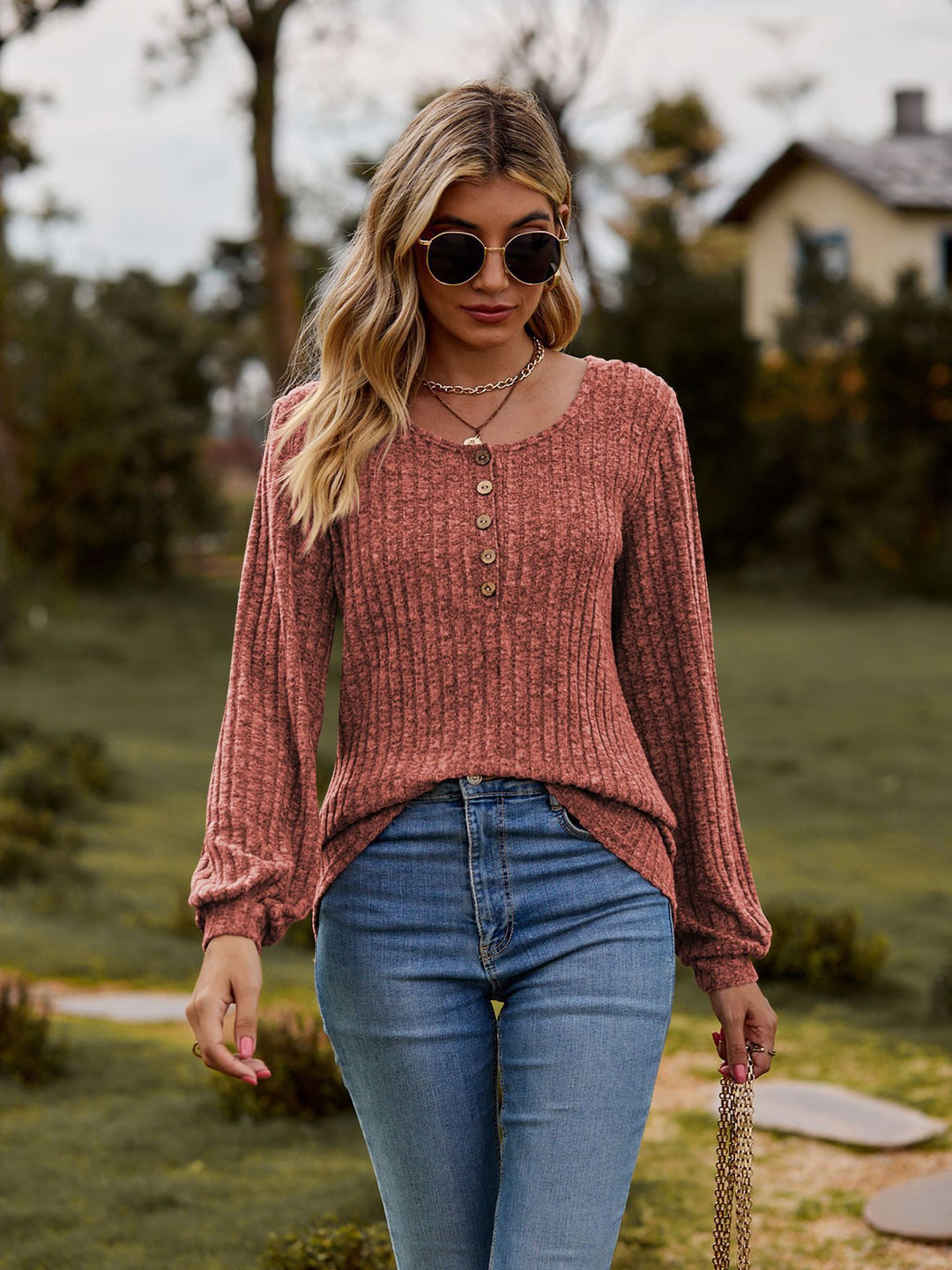 Damen Strickoberteil mit Knopfdetails und lässigem Schnitt Drune