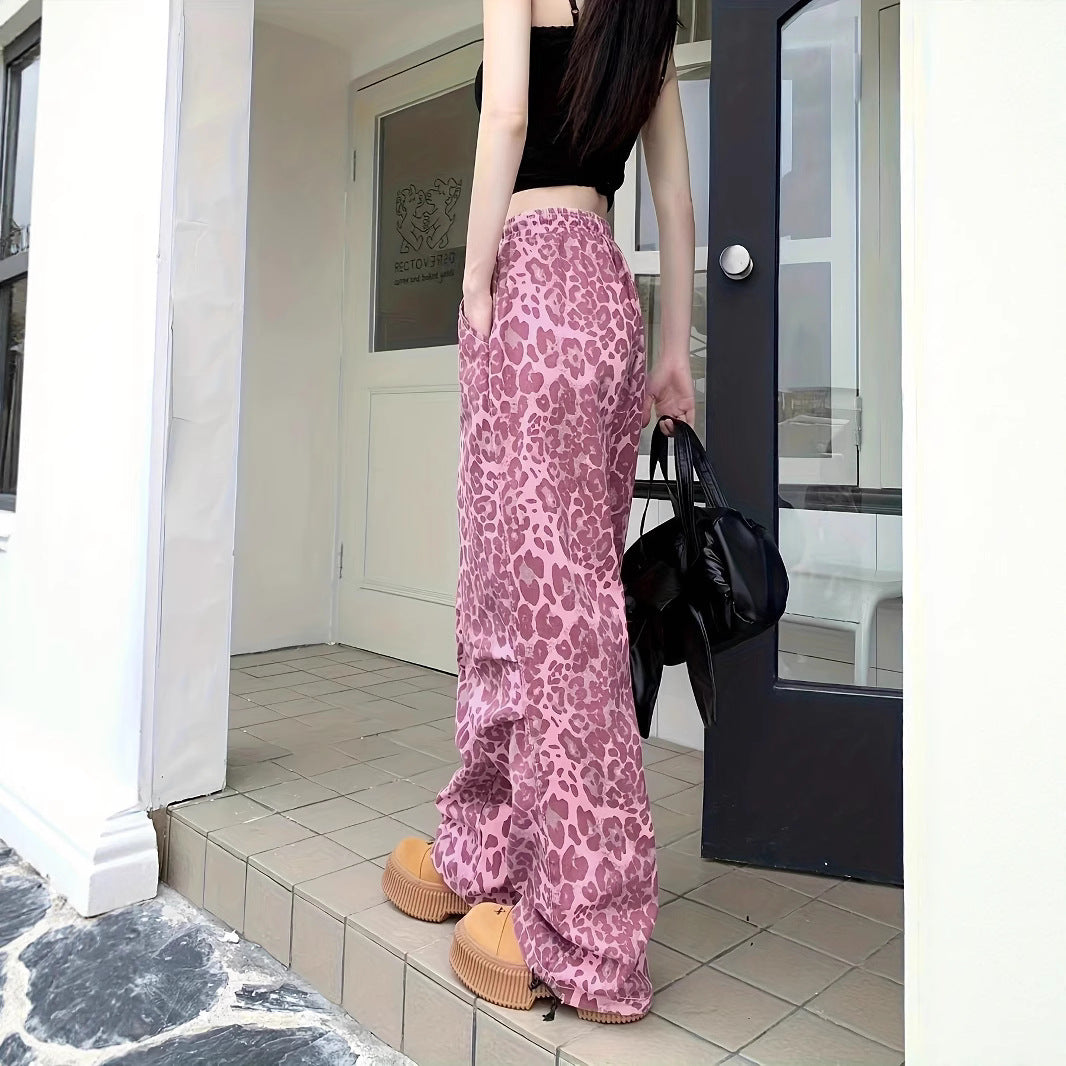 Damen Cargo-Hose mit Leopardenmuster und elastischem Bund Drune