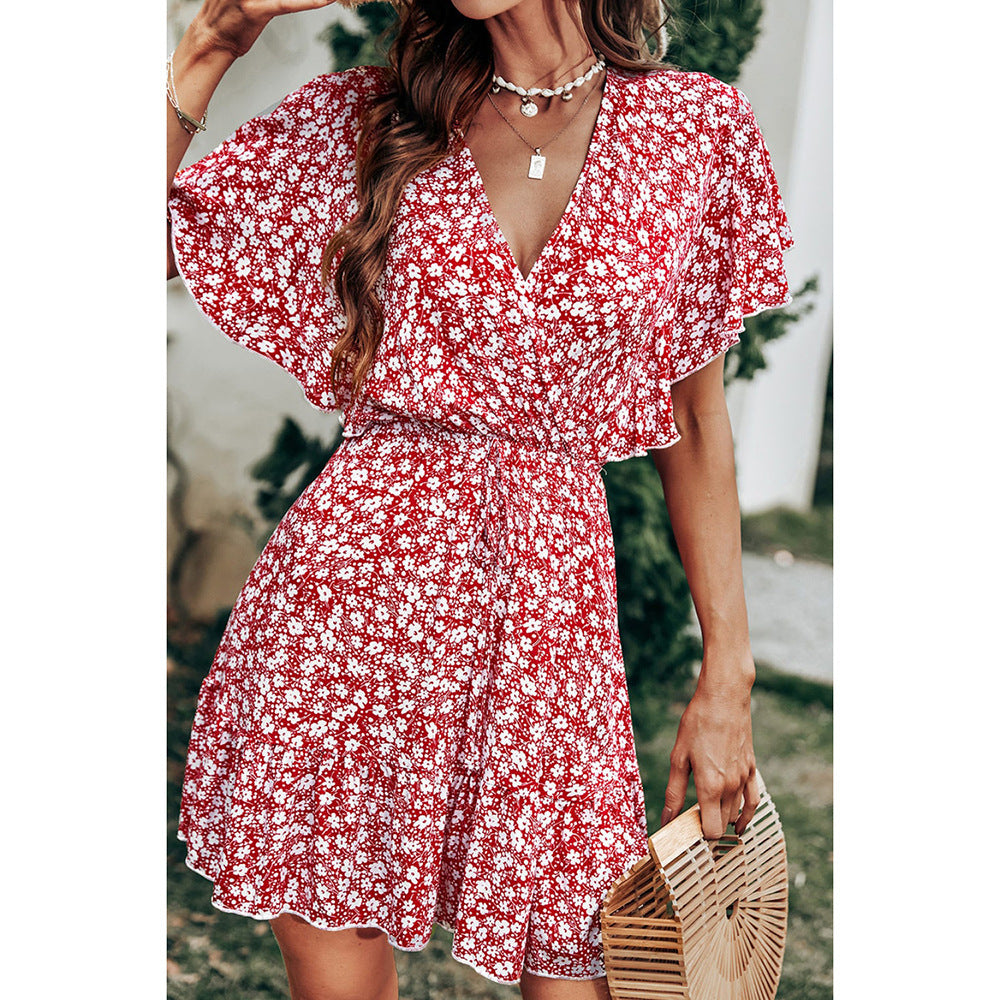 Damen Blumenmuster Kleid Drune
