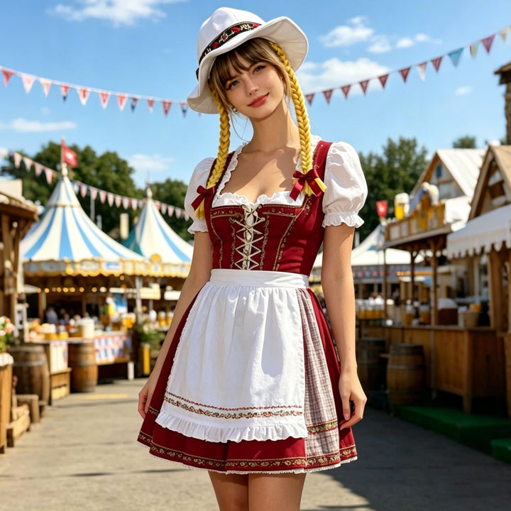 Damen nan verspielter Sonnenhut mit geflochtenen Zöpfen, besticktem Stirnband und breiter Krempe Drune