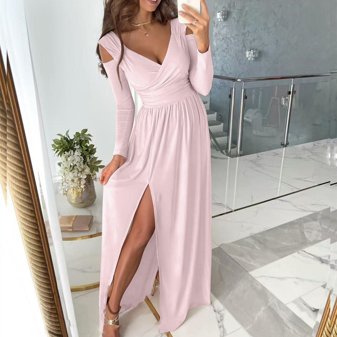 Damen Maxikleid mit körperbetontem Schnitt und eleganten Ärmeln Drune