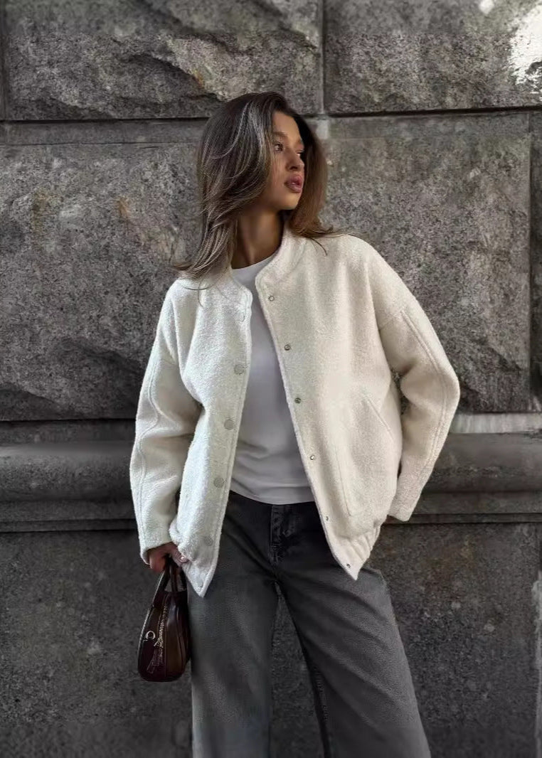 Drune | Strukturiertes Fleece Snap-Button Jacke