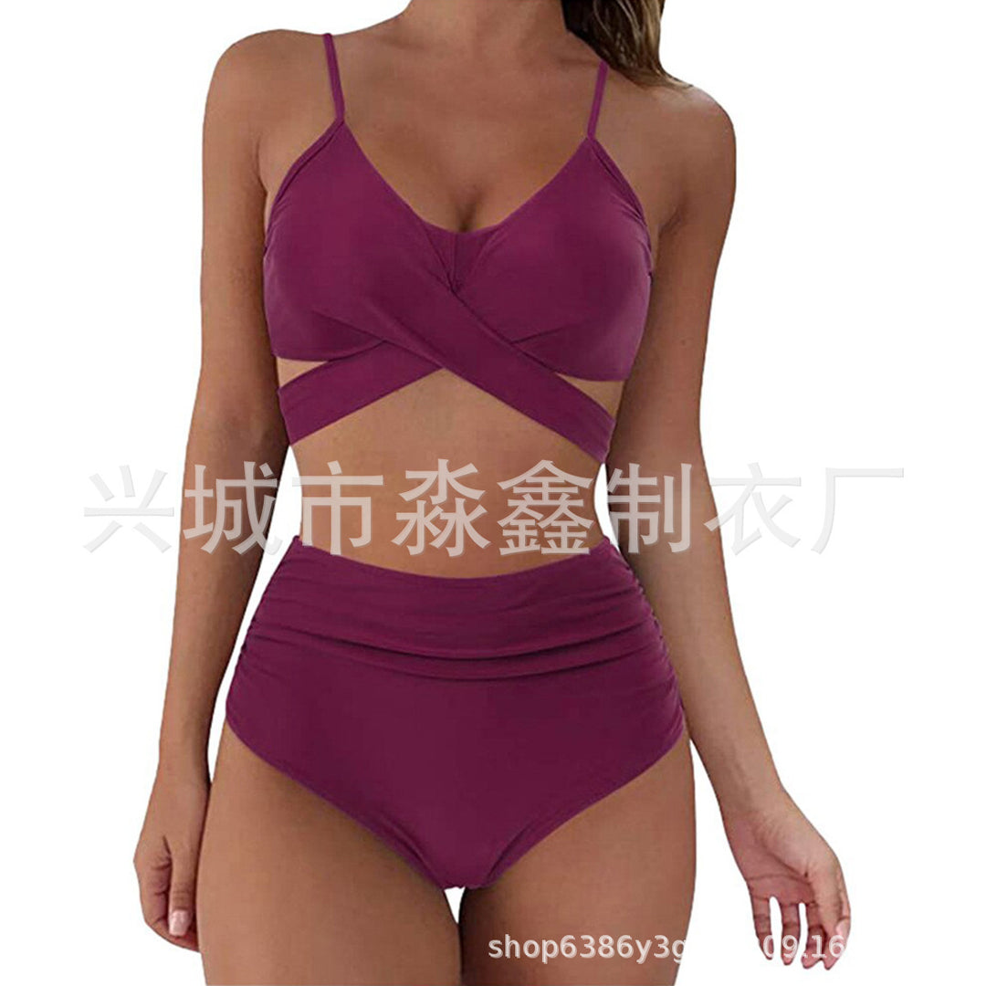 Damen Crop-Top Bikini-Set mit geflochtenem Design Drune