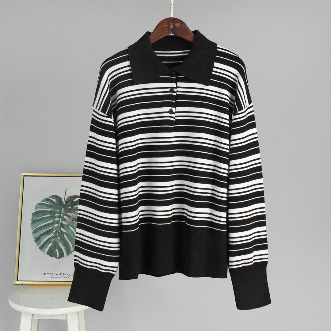 Damen gestreifter Cardigan mit lässiger Passform Drune