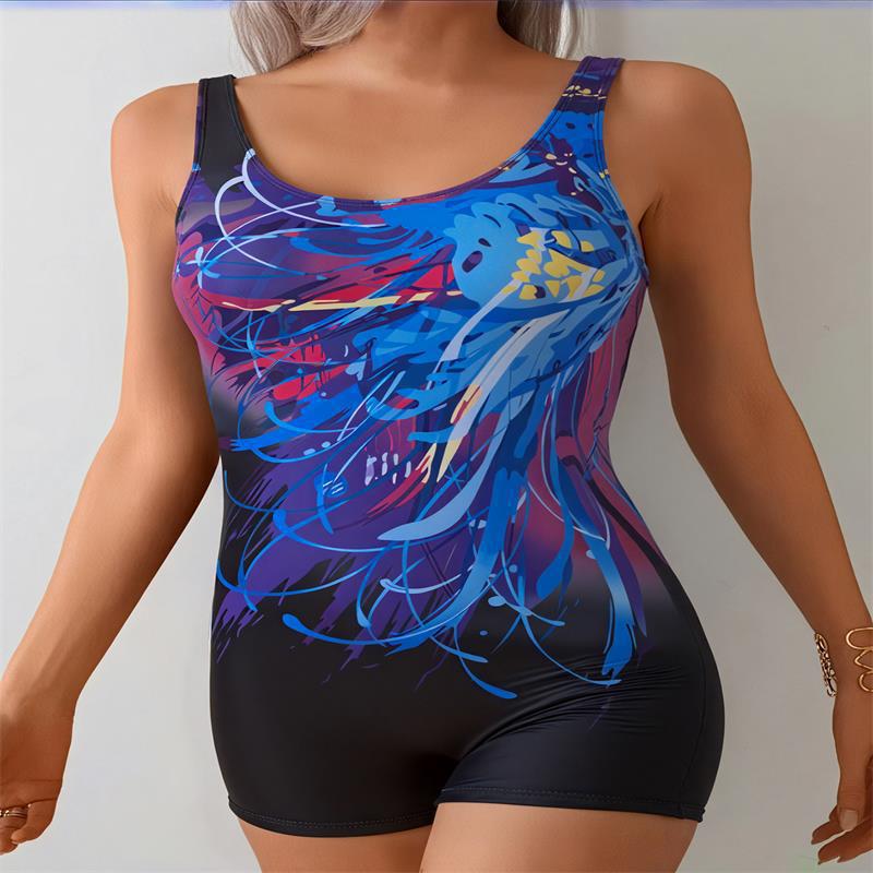Damen Einteiler Badeanzug mit modernem Grafikdesign und elegantem Schnitt Drune