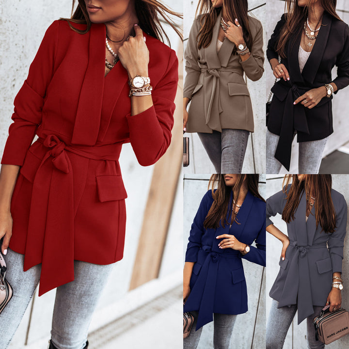 Damen Blazerjacke mit Taillengürtel und modischen Details Drune