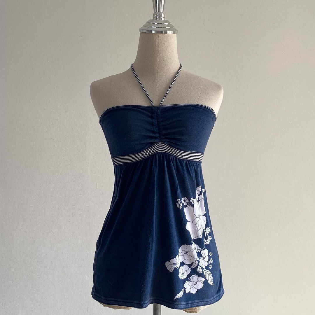 Damen Tragbares Top mit Schößchen und floralem Druck Drune