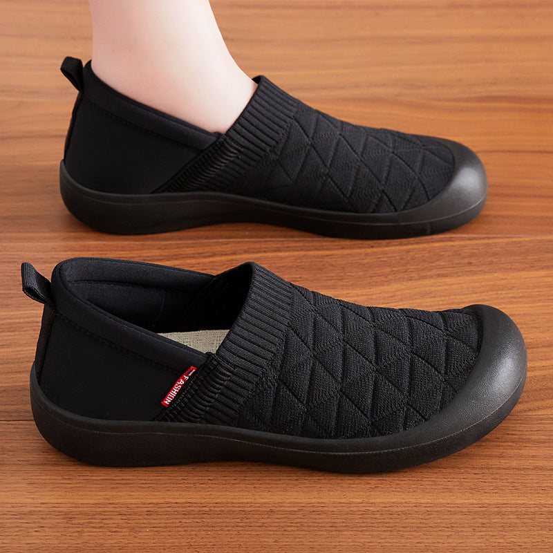 Damen nan atmungsaktiver gestrickter Slip-On Komfort-Halbschuh mit elastischem Schaft und stoßdämpfender EVA-Sohle Drune